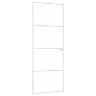 Binnendeur 76x201,5 cm gehard glas en aluminium smal wit 2