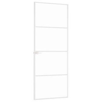 Binnendeur 76x201,5 cm gehard glas en aluminium smal wit 4
