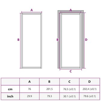 Binnendeur 76x201,5 cm gehard glas en aluminium smal wit 9