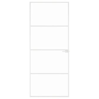 Binnendeur 83x201,5 cm gehard glas en aluminium smal wit 3