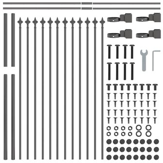 Tuinhek met punten 1,7x1,2 m staal grijs 3