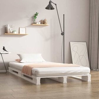 Palletbed massief grenenhout wit 90x190 cm 1