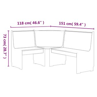 Hoekbank REINE 151 cm massief grenenhout honingbruin en wit 5