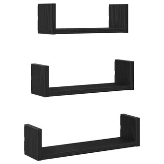 Wandplanken 3 stuks Zwart Eikenhout 2