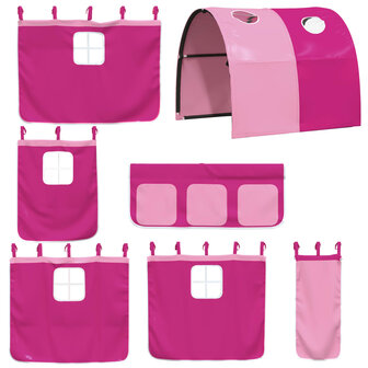 Stapelbed met gordijnen 90x190 cm grenenhout roze 9