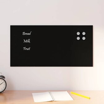 Magneetbord voor aan de wand 60x30 cm gehard glas zwart 1
