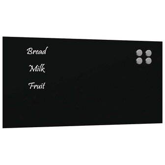 Magneetbord voor aan de wand 60x30 cm gehard glas zwart 2