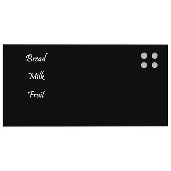 Magneetbord voor aan de wand 60x30 cm gehard glas zwart 3
