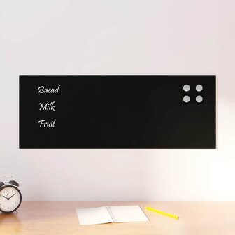 Magneetbord voor aan de wand 80x30 cm gehard glas zwart 1