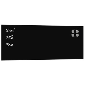 Magneetbord voor aan de wand 80x30 cm gehard glas zwart 2