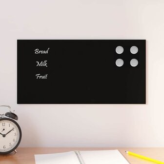 Magneetbord voor aan de wand 40x20 cm gehard glas zwart 1
