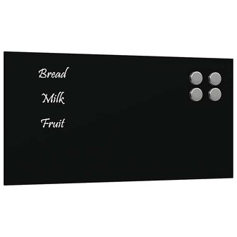 Magneetbord voor aan de wand 40x20 cm gehard glas zwart 2
