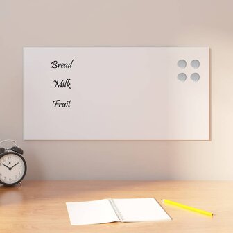 Magneetbord voor aan de wand 60x30 cm gehard glas wit 1