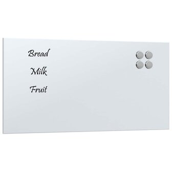 Magneetbord voor aan de wand 60x30 cm gehard glas wit 2