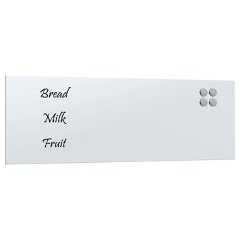 Magneetbord voor aan de wand 80x30 cm gehard glas wit 2