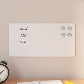 Magneetbord voor aan de wand 40x20 cm gehard glas wit 1