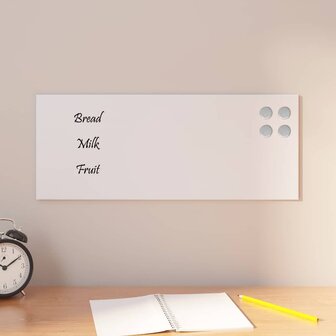 Magneetbord voor aan de wand 50x20 cm gehard glas wit 1