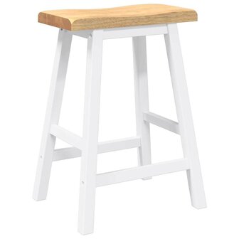 Barkrukken 2 stuks Wit Massief Hout Rubber 4