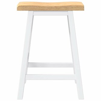 Barkrukken 2 stuks Wit Massief Hout Rubber 5