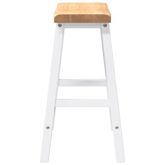 Barkrukken 2 stuks Wit Massief Hout Rubber 6