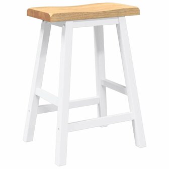 Barkrukken 2 stuks Wit Massief Hout Rubber 7