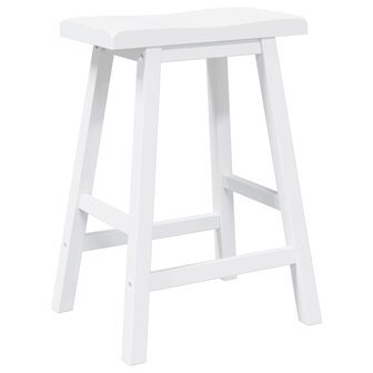 Barkrukken 2 stuks Wit Massief Hout Rubber 4