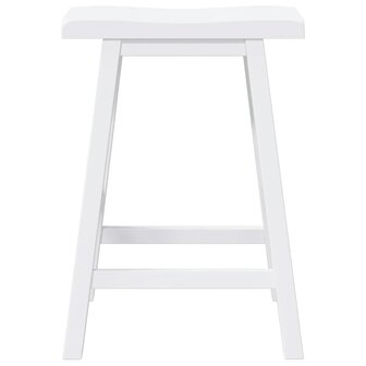 Barkrukken 2 stuks Wit Massief Hout Rubber 5