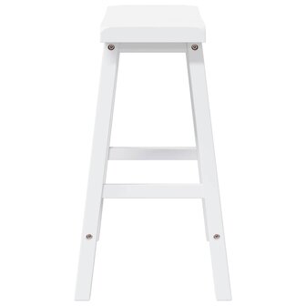 Barkrukken 2 stuks Wit Massief Hout Rubber 6