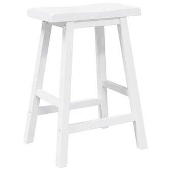 Barkrukken 2 stuks Wit Massief Hout Rubber 7