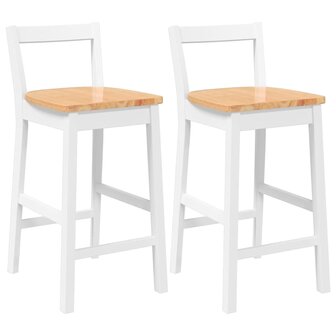 Barkrukken 2 stuks Wit Massief Hout Rubber 2