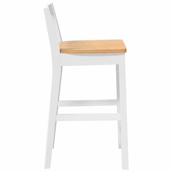 Barkrukken 2 stuks Wit Massief Hout Rubber 6