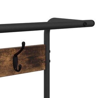 Kapstok met plank Gerookt eiken 75 x 34 x 184 cm Bewerkt hout 9