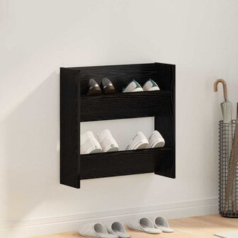 Wand Schoenenkasten met plank Anders Zwart eiken Bewerkt hout 1