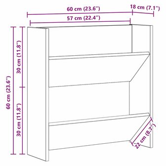Wand Schoenenkasten met plank Anders Zwart eiken Bewerkt hout 9