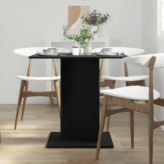 Eettafel Zwart Eiken 80x80x75 cm Bewerkt Hout 3