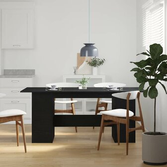 Eettafel Zwart Eiken 180x90x76 cm Bewerkt Hout 3