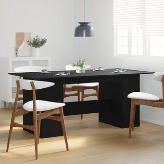 Eettafel Zwart Eiken 180x90x76 cm Bewerkt Hout 4