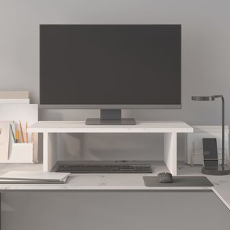 Monitorstandaard 50x27x15 cm massief grenenhout wit 3