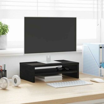 Monitorstandaard Zwart Eiken 42x24x13 cm Bewerkt Hout 1
