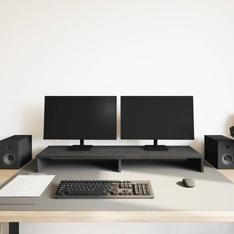 Monitorstandaard Zwart Eiken 100x27x10 cm Bewerkt Hout 3