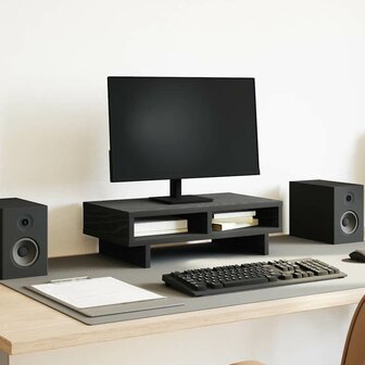 Monitorstandaard Zwart Eiken 50x27x15 cm Bewerkt Hout 1