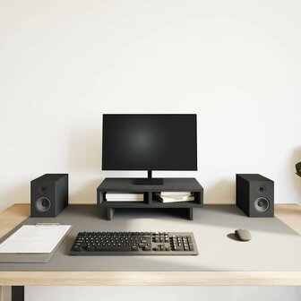Monitorstandaard Zwart Eiken 50x27x15 cm Bewerkt Hout 3