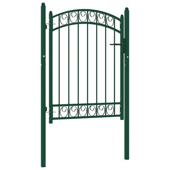 Poort met gebogen bovenkant 100x125 cm staal groen 1