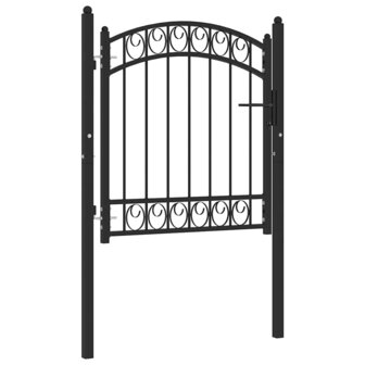 Poort met gebogen bovenkant 100x100 cm staal zwart 1