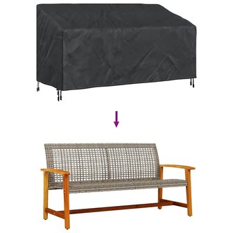 Tuinbankhoes Zwart 185 x 85 x 65 / 94 cm 210D stof 8