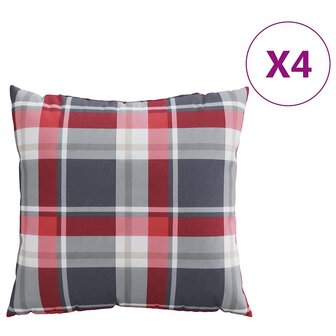 Bankkussens 4 stuks Rood Geruit Patroon 40x40 cm Stof 2