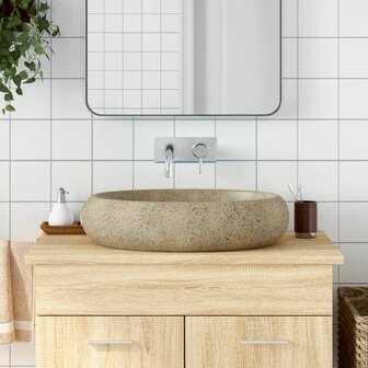 Opzetwasbak ovaal 59x40x15 cm keramiek zandkleurig 1