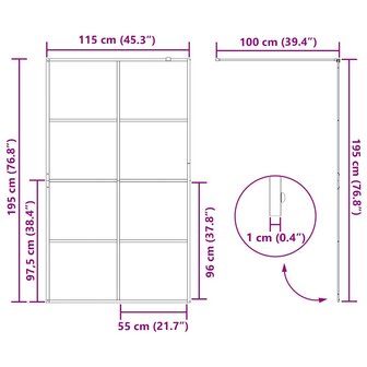 Inloopdouchewand 115x195 cm ESG-glas transparant en zwart 8