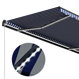 Luifel met windsensor en LED 500x300 cm blauw en wit 6
