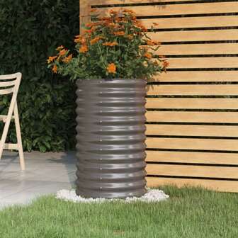 Plantenbak 40x40x68 cm gegalvaniseerd staal grijs 1